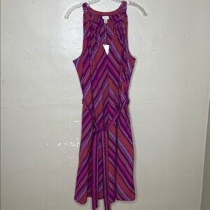 A NEW DAY Magenta & White Sleeveless Striped Cotton Casual Shift Dress NWT XXL